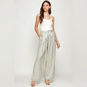 Elegant Silver Wide-Leg Pants